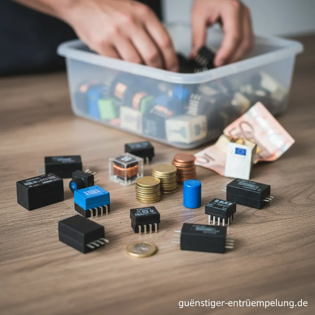 Verschiedene alte und neue Relais zum Verkauf auf einem Tisch